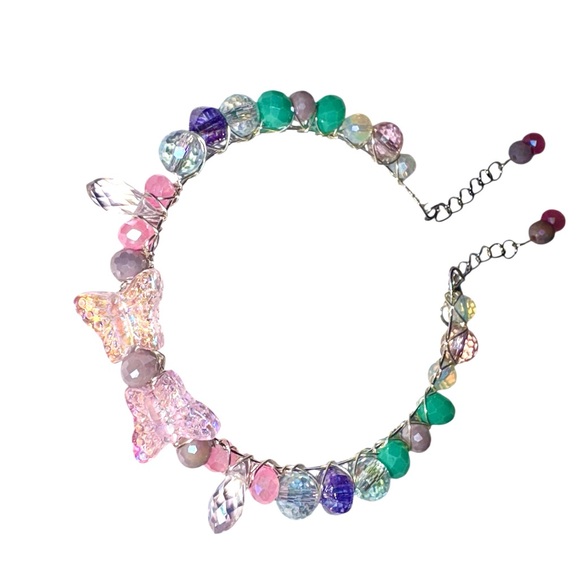Hand wired bracelet with Czech Glass Butterflies and multiple crystal beads. - Picture 5 of 9